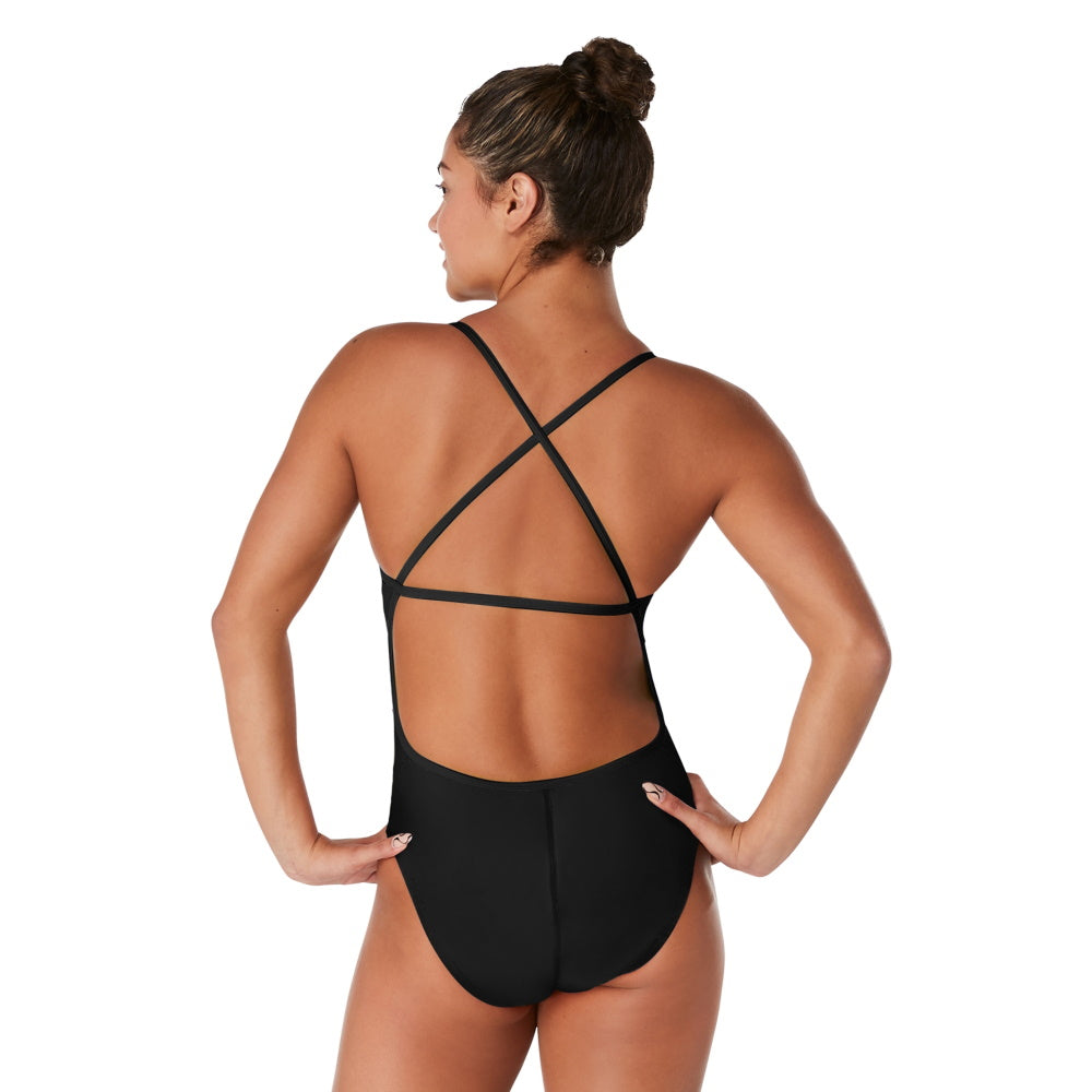 Speedo Solid CROSS BACK Endurance+ - Women's Training Swimwear - Black