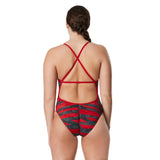 Speedo CROSS BACK Endurance+ - CONTORT STRIPES - Maillot d’entraînement pour femmes - Rouge