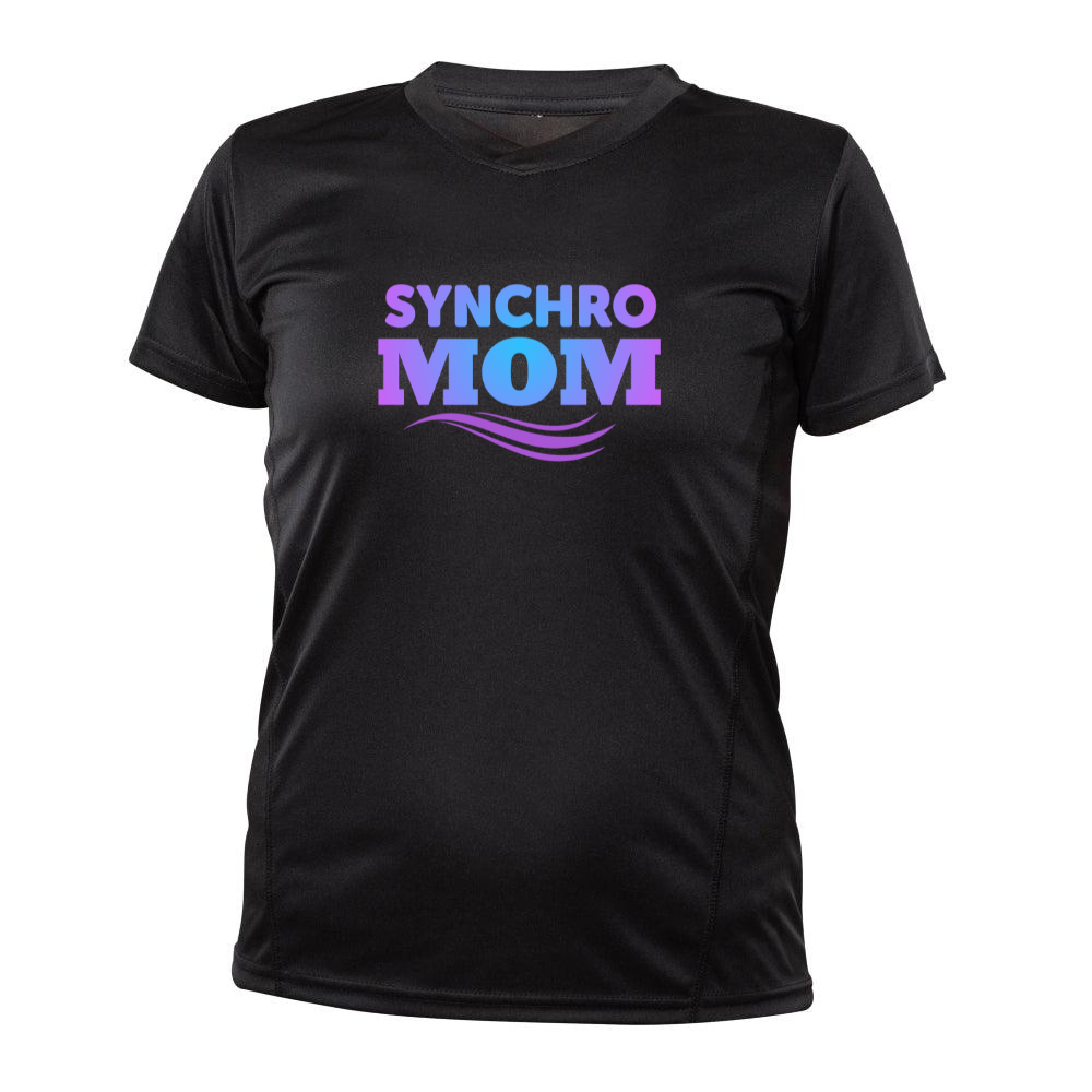 Synchro Mom - Design vagues - Chandail technique à manches courtes - Féminin - Noir