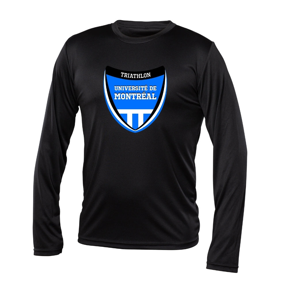 Triathlon Université de Montréal - Chandail technique, à manches longues - Masculin - Noir