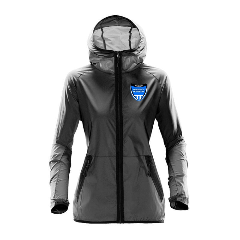 Triathlon Université de Montréal - Veste coupe-vent à capuche pour femme - Gris foncé