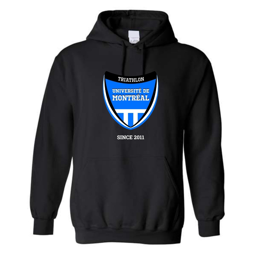 Triathlon Université de Montréal - Chandail molleton à capuchon (Kangourou/Hoodie) - Adulte - Noir