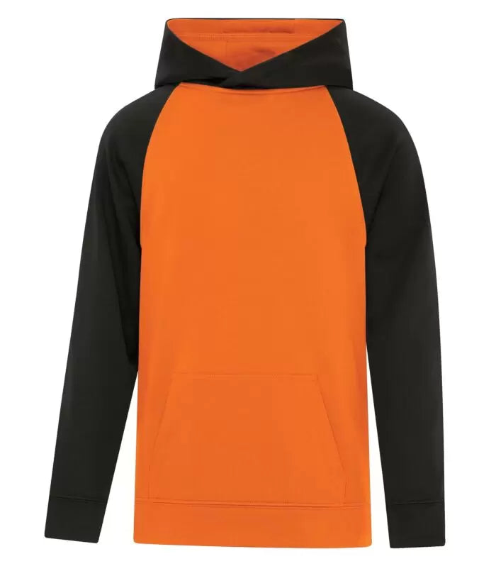 Performance hoodie, Kangaroo style - Juvenile - Orange and black