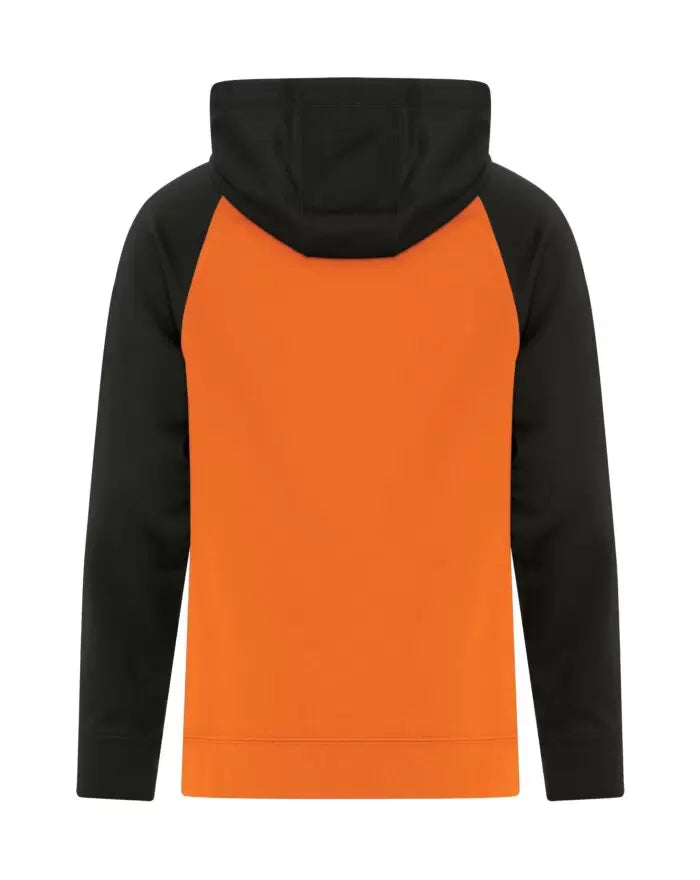 Performance hoodie, Kangaroo style - Juvenile - Orange and black