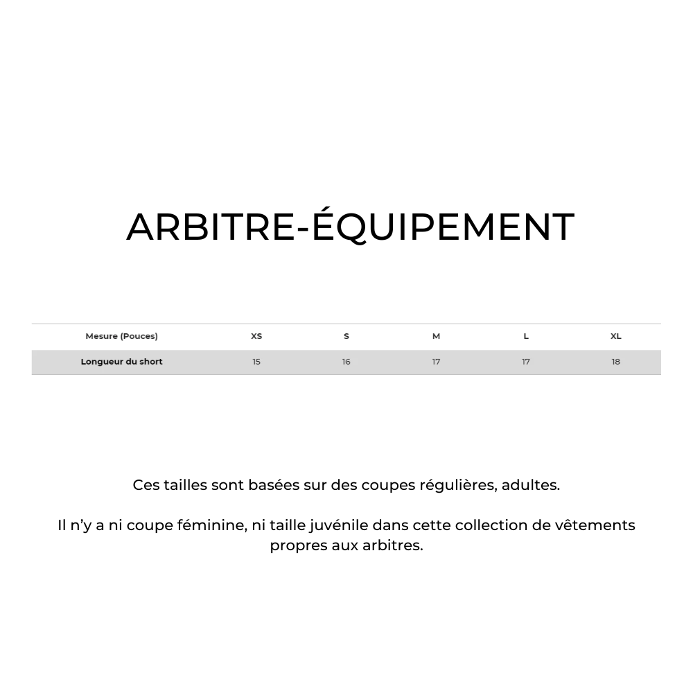 Arbitre-Équipement - Short d'arbitre de soccer - Noir de Arbitre-Équipement