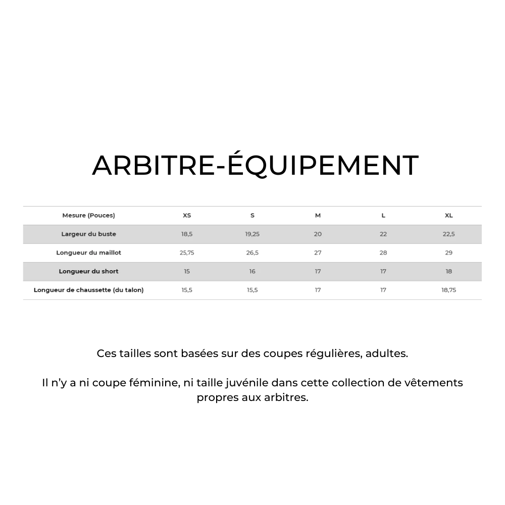 Arbitre-Équipement - Uniforme d'arbitre de soccer - Jaune de Arbitre-Équipement
