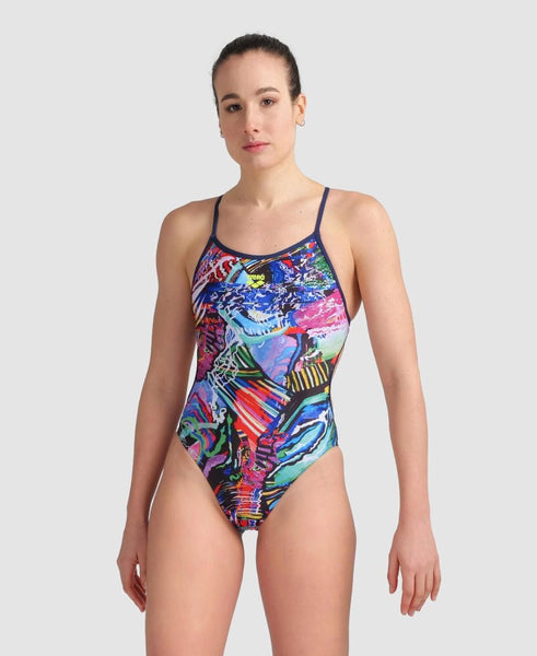Arena - ALLOVER Lace Back - Women's Swimsuit - Blue-Multi | Sports