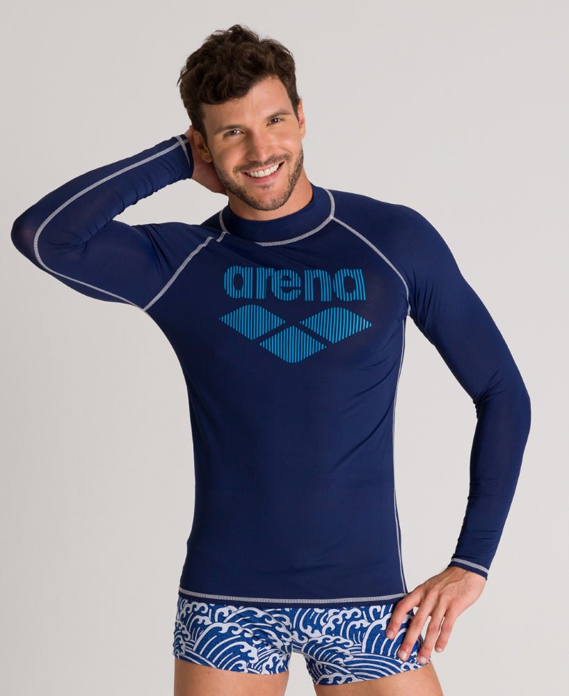 ARENA – Chandail aquatique Rashguard pour hommes – Marine de Arena