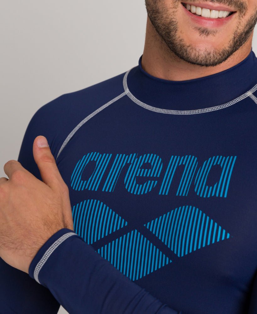 ARENA – Chandail aquatique Rashguard pour hommes – Marine de Arena