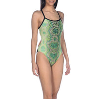 Arena SnakeSkin Challenge Back - Maillot pour femmes - Noir/Vert de Arena