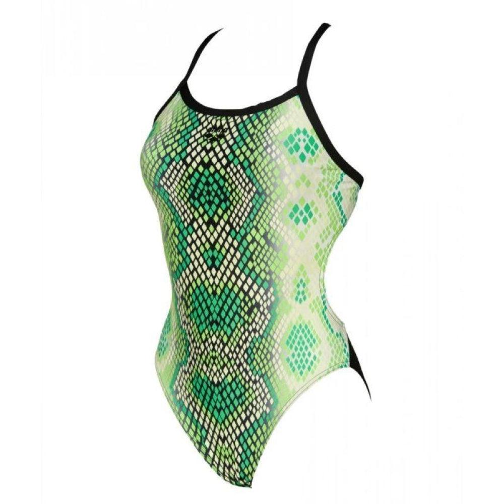 Arena SnakeSkin Challenge Back - Maillot pour femmes - Noir/Vert de Arena