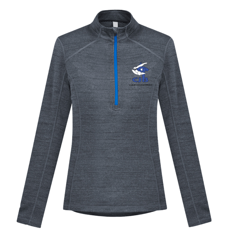 Judo Boucherville - Chandail 1/4 zip - Féminin - Gris / Royal de Judo Boucherville