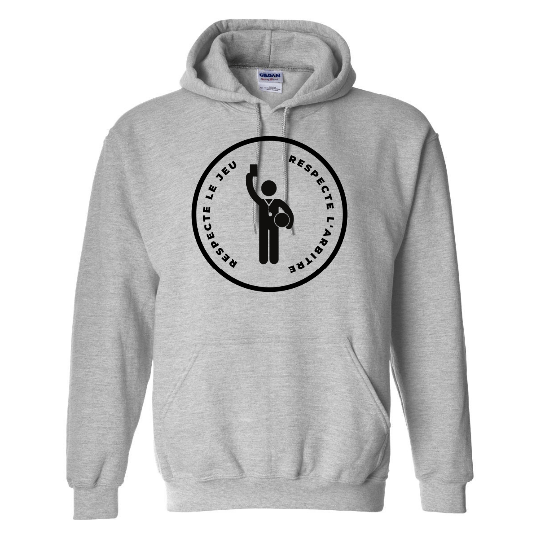 RESPECTE LE JEU, RESPECTE L'ARBITRE - Chandail molleton à capuchon (Kangourou/Hoodie) - Adulte - Gris de Nation Sport