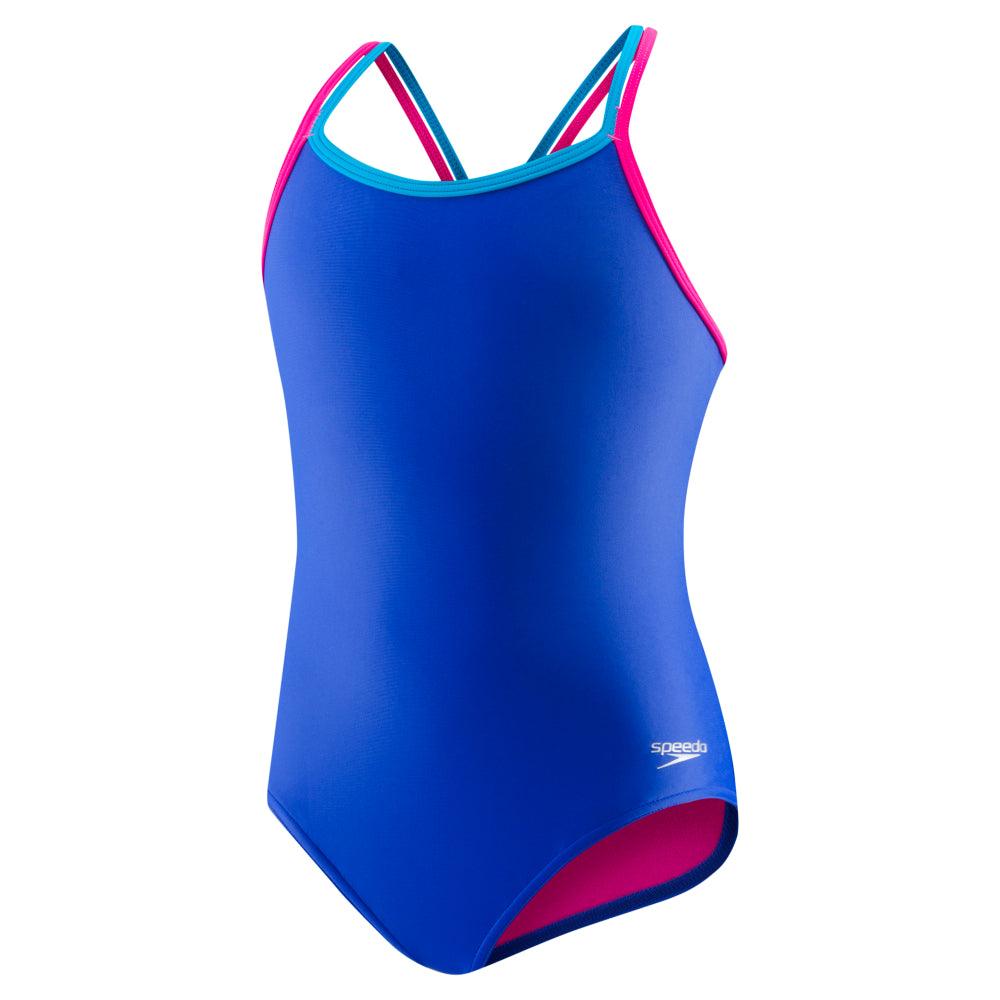 Speedo Crossback - Maillot pour filles - Bleu/Rose (425) de Speedo