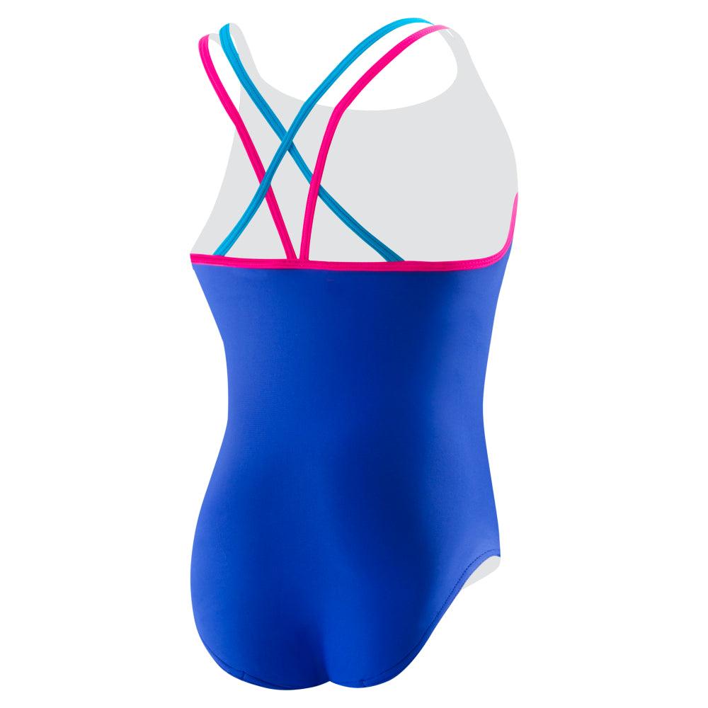 Speedo Crossback - Maillot pour filles - Bleu/Rose (425) de Speedo