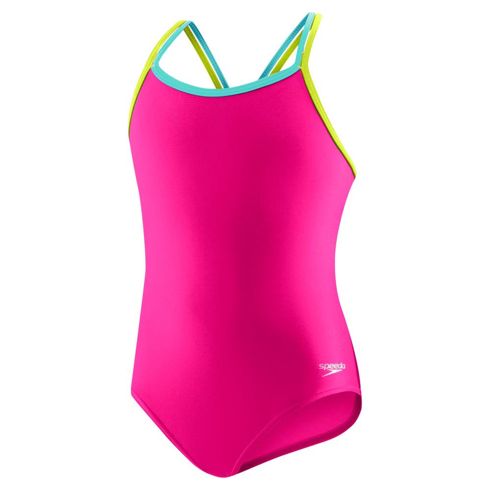 Speedo Crossback - Maillot pour filles - Rose/Jaune (679) de Speedo