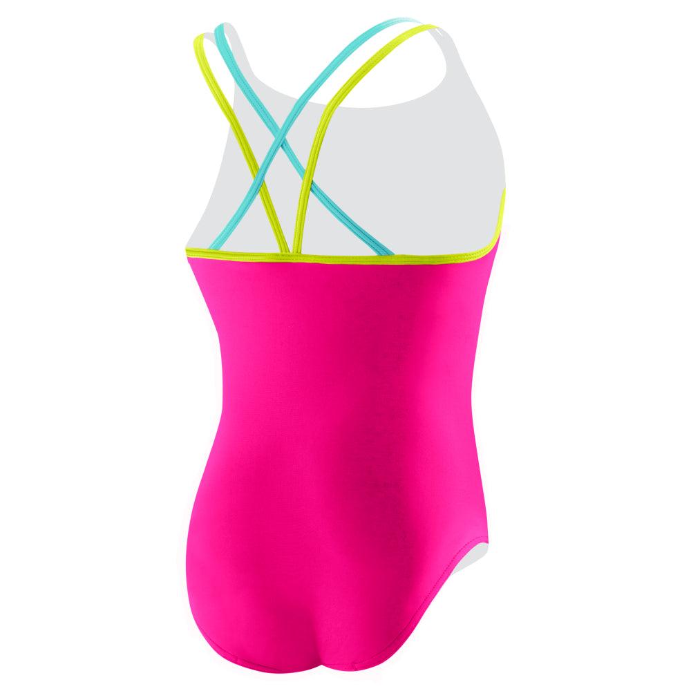 Speedo Crossback - Maillot pour filles - Rose/Jaune (679) de Speedo