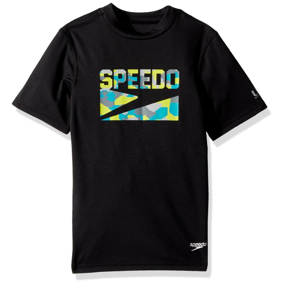 Speedo - Rashguard JR manches courtes - Noir/Gris/Jaune/Bleu de Speedo