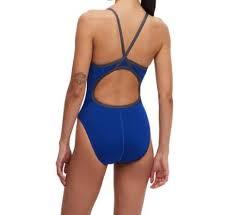 Speedo Solid FlyBack Endurance+ - Maillot d’entraînement pour femmes - Bleu Northern / Gris (412) de Speedo