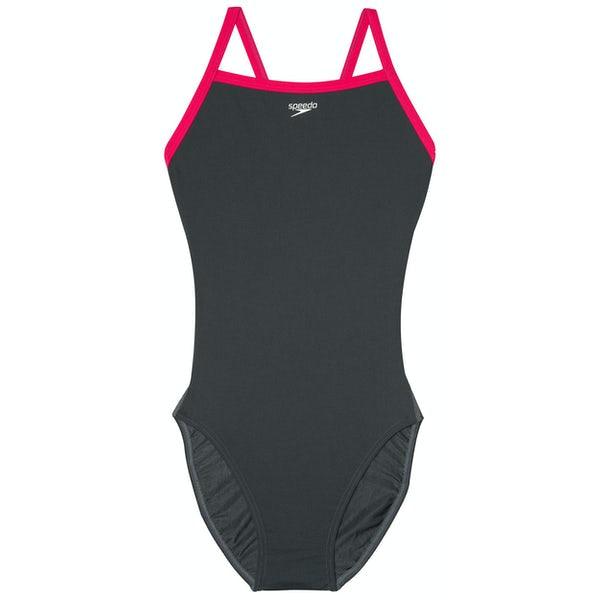 Speedo Solid FlyBack Endurance+ - Maillot d’entraînement pour femmes - Charcoal / Rose (071) de Speedo