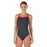 Speedo Solid FlyBack Endurance+ - Maillot d’entraînement pour femmes - Charcoal / Rose (071) de Speedo