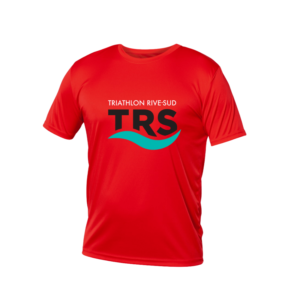 Triathlon Rive-sud - Chandail T-Shirt Performance – Manches courtes – Rouge de Triathlon Rive-Sud