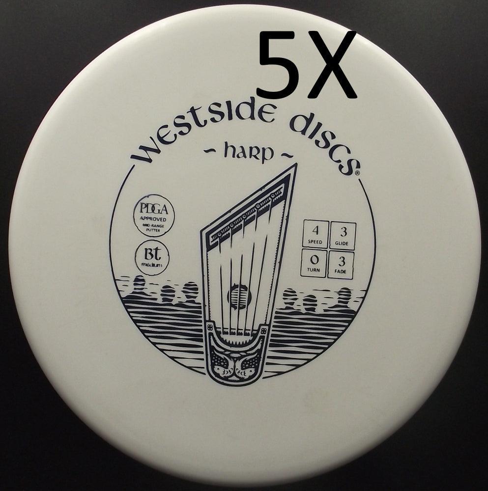 Westside Discs - 5 disques - HARP BT Medium- S4 - Midrange Discgolf - Blanc de Westside Discs